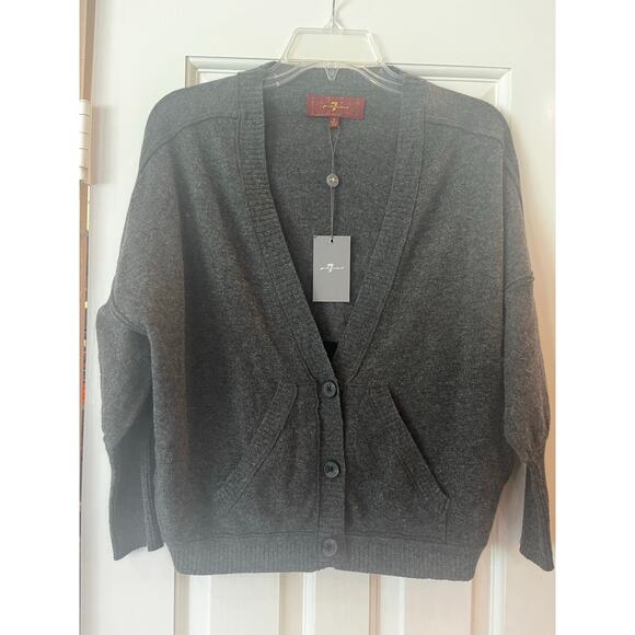 7 for All Mankind Wool Blend Sweater Women Small Neutral Academia Old Money Twee - Picture 1 of 7